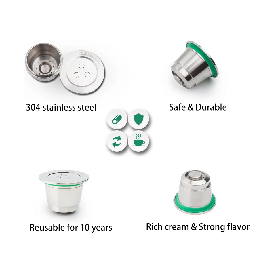 Capsulone 3rd STAINLESS STEEL Metal Capsule Compatible with Nespresso Refillable Reusable coffee capsule pod