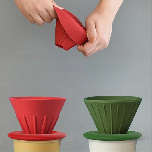 Sugar Color V60 Coffee Drip Filter Cup Barista Silica Reversible Foldable Outdoors 1-2 People Coffee Dripper Filter Cup