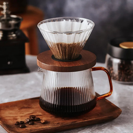 450ml Coffee Cup Wooden Handle Glass