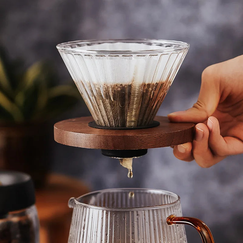 450ml Coffee Cup Wooden Handle Glass