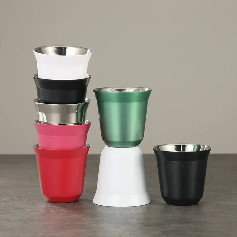 80mL Mini High Quality Stainless Steel Double-layer Heat-insulating Coffee Cups