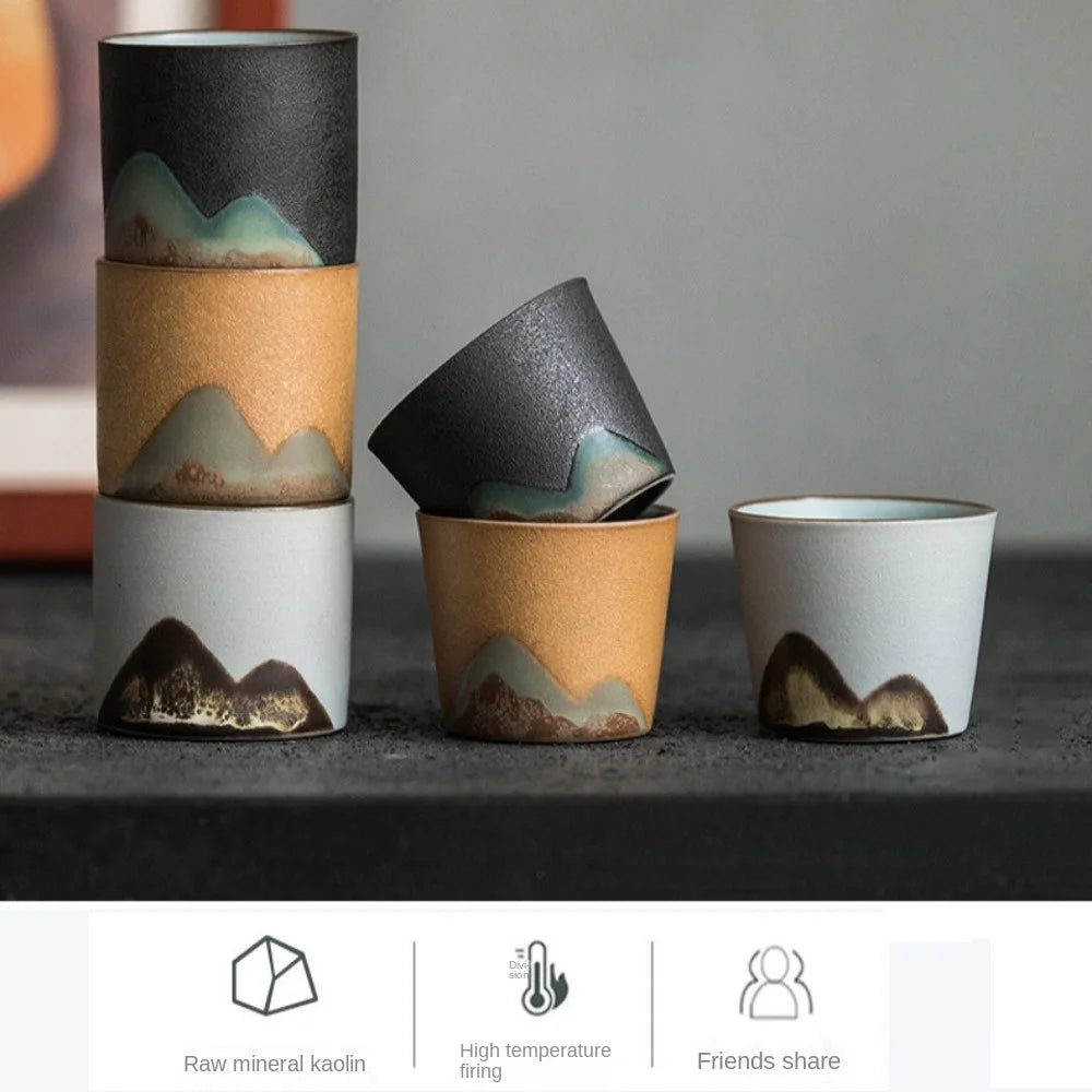 50/55ML Japanese Ceramic Hand-painted Mountain Shaped Mugs Exquisite Coffee Cups