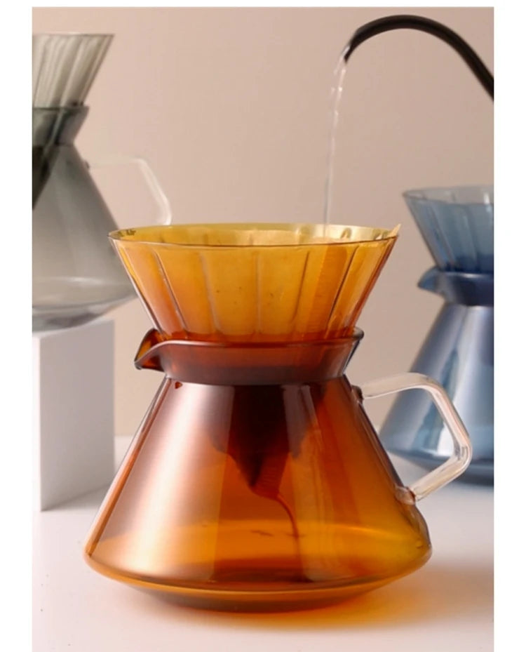 600ML V60 Coloured Glass Sharing Coffee Pour Over Pot