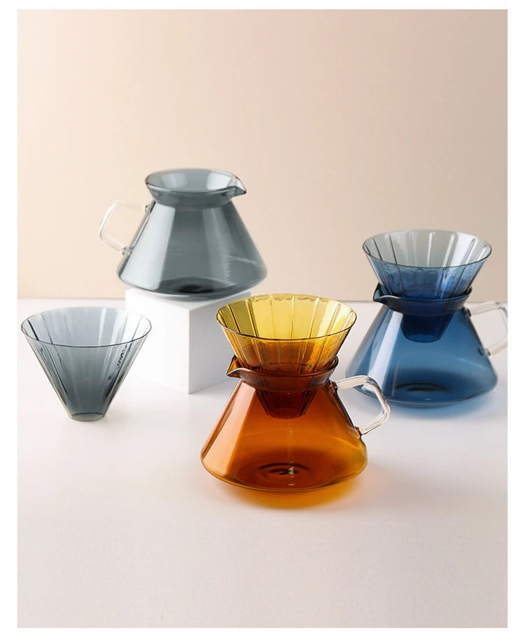 600ML V60 Coloured Glass Sharing Coffee Pour Over Pot