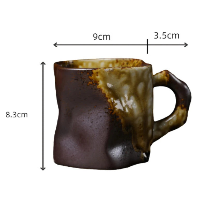 Irregular Shape Ceramic Coffee Cups with Handle - Creative Pottery Mugs Coffee Cup