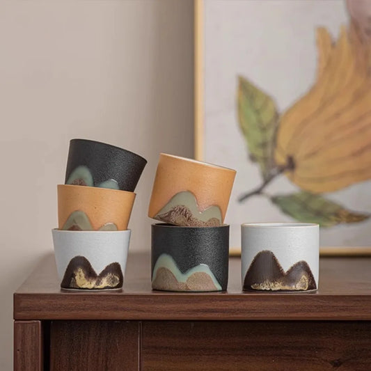 50/55ML Japanese Ceramic Hand-painted Mountain Shaped Mugs Exquisite Coffee Cups