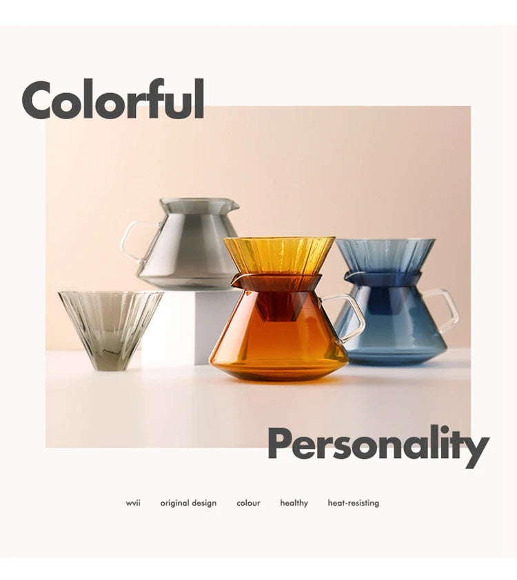 600ML V60 Coloured Glass Sharing Coffee Pour Over Pot