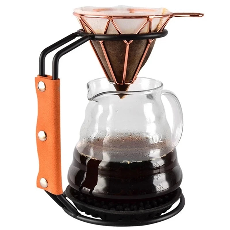 BEAU-Metal Pour Over Coffee Maker Filter Holder V60 Drip Stand With Silicone Mat Coffee Filter Dripper Stand Rack Support