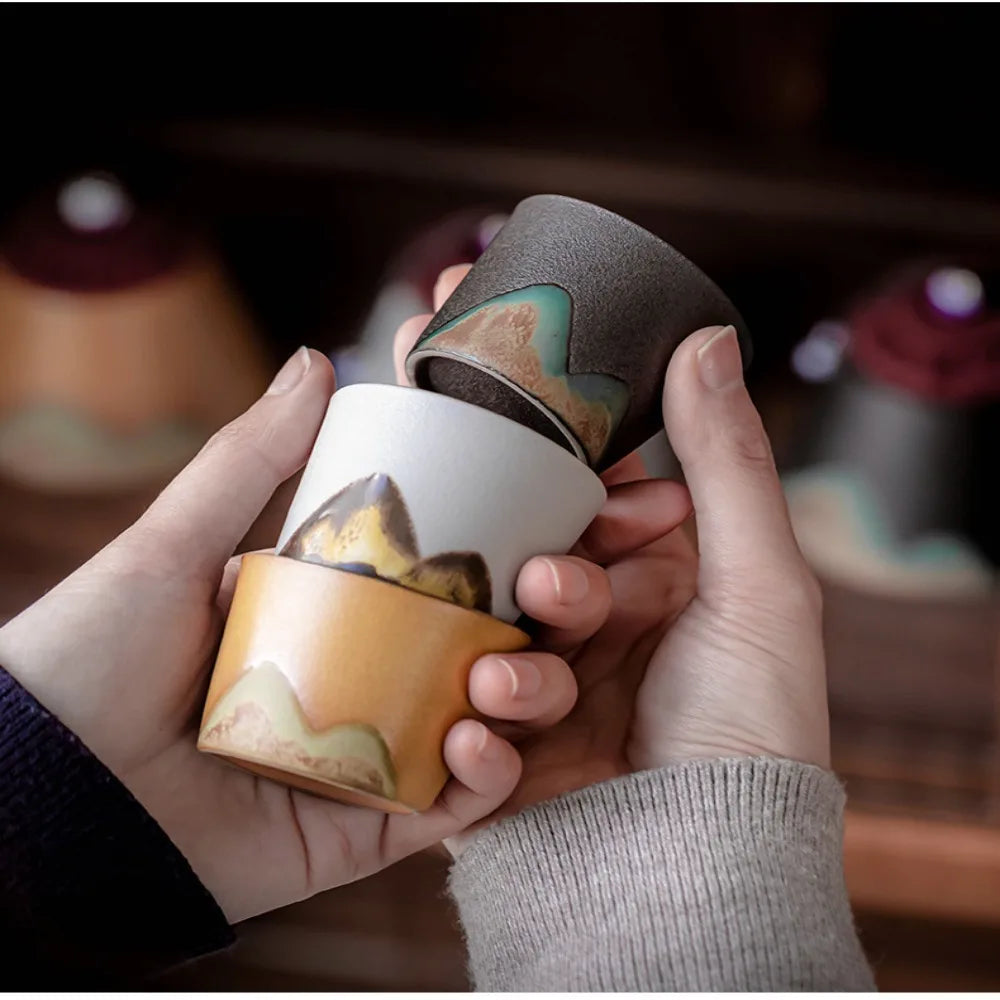 50/55ML Japanese Ceramic Hand-painted Mountain Shaped Mugs Exquisite Coffee Cups