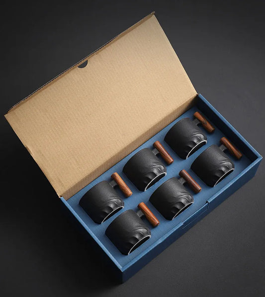 70ML Chinese Kiln charged Coffee Cup 6Pcs/set Handmade