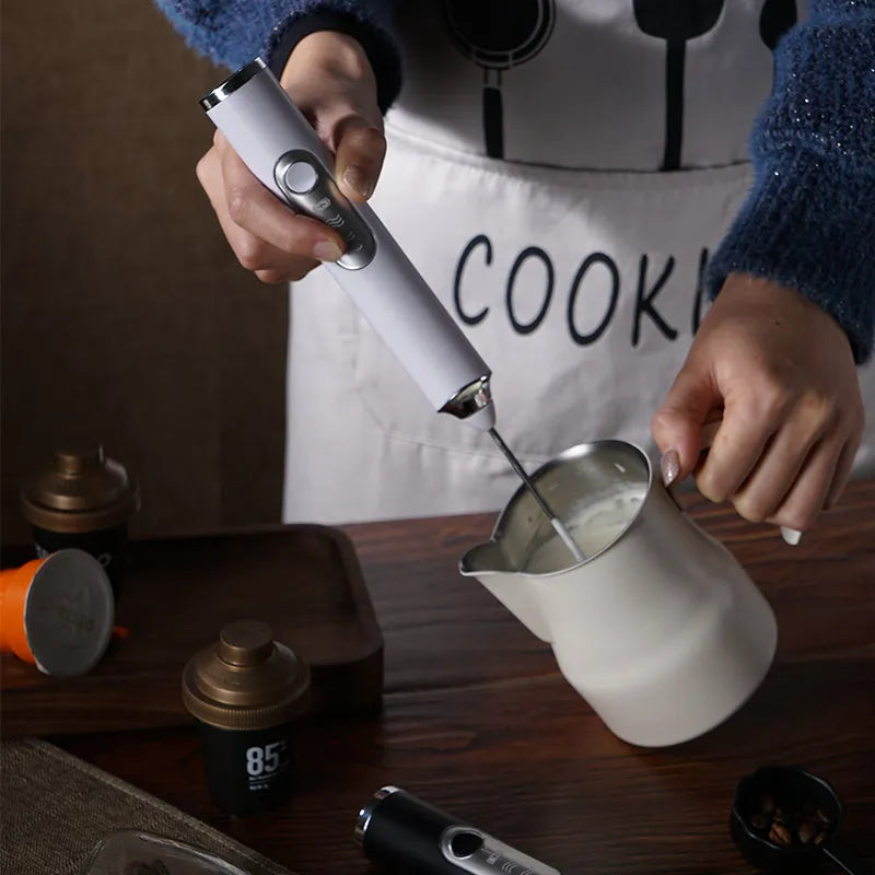 Portable Rechargeable Electric Milk Frother Foam Maker Handheld Foamer High Speeds Drink Mixer Coffee
