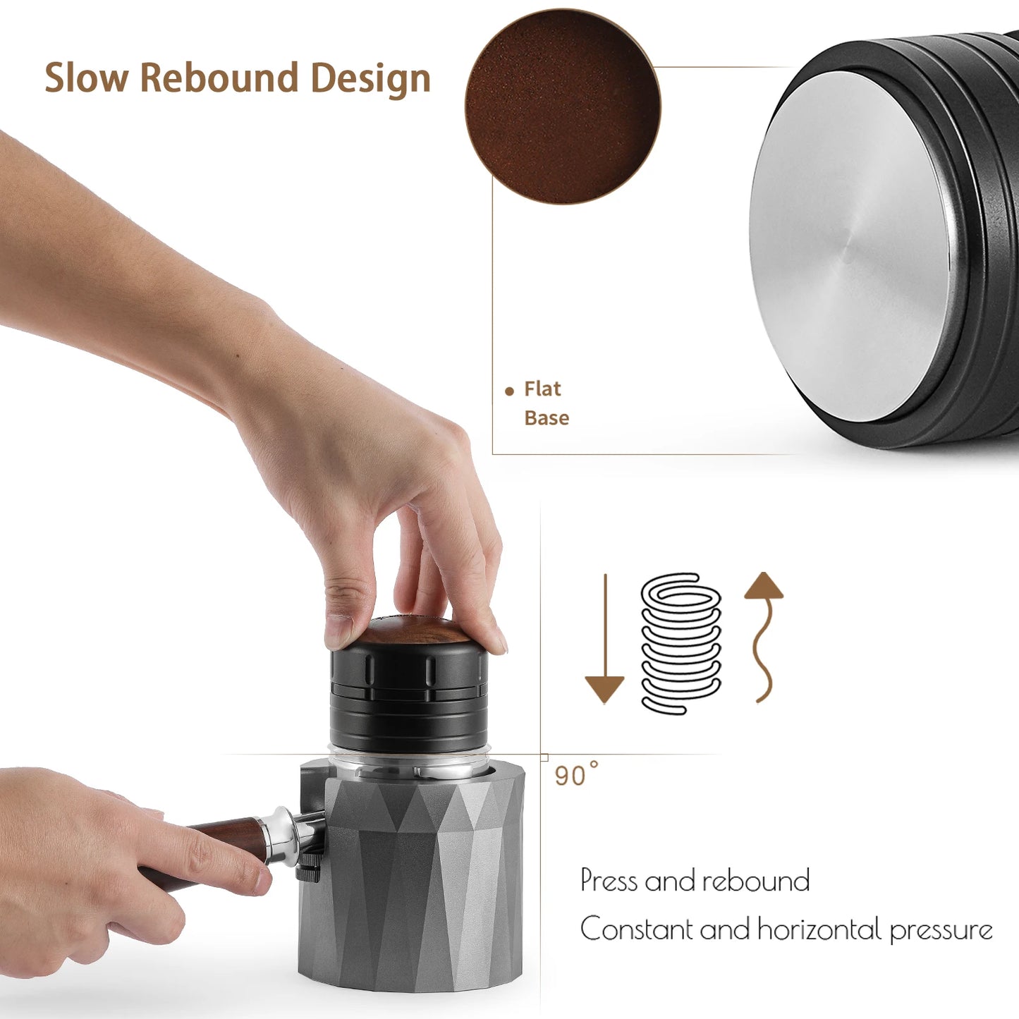 MHW-3BOMBER 58mm Spring Coffee Tamper Adjustable Depth Calibrated Espresso Tampers Professional Home Barista Cafe Accessories