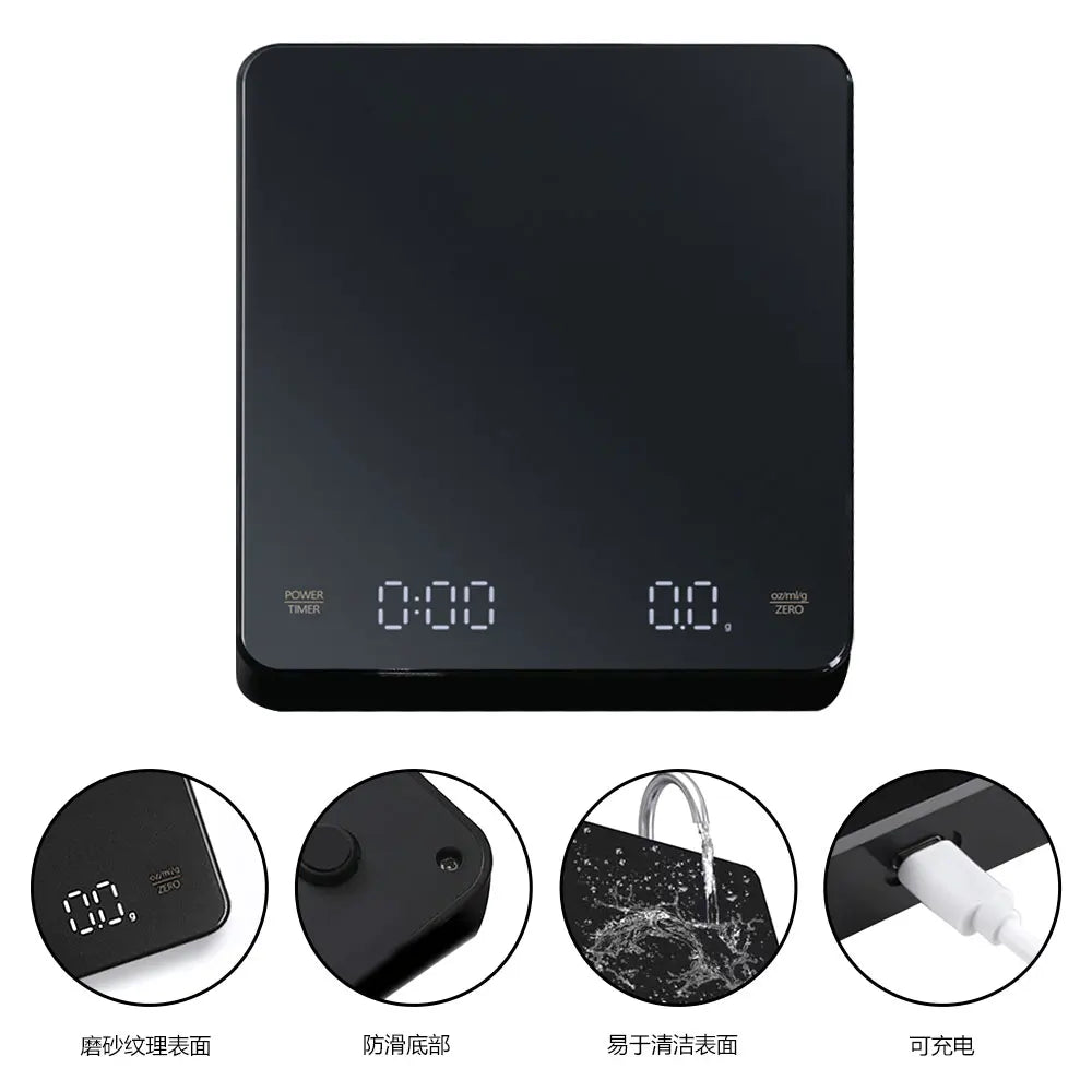 Mini Coffee Scale with Timer for Espresso and Pour Over Coffee Rechargeable USB C
