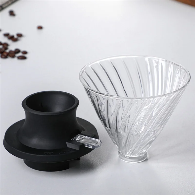600ML Glass V60 Pour over Coffee Maker V Shape Drip Coffee Dripper and Filters Green