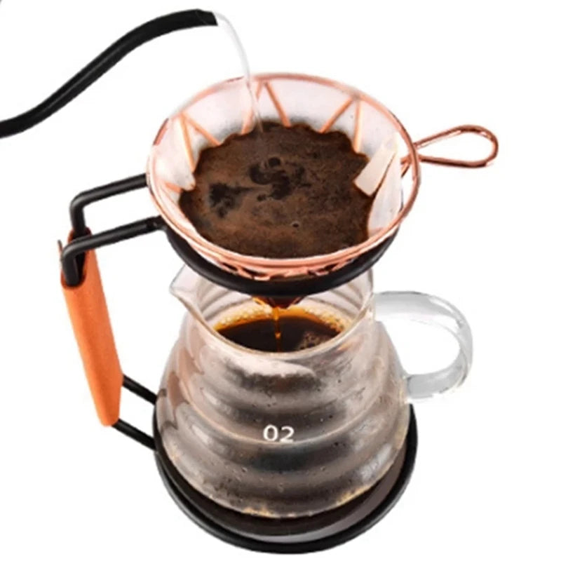 BEAU-Metal Pour Over Coffee Maker Filter Holder V60 Drip Stand With Silicone Mat Coffee Filter Dripper Stand Rack Support