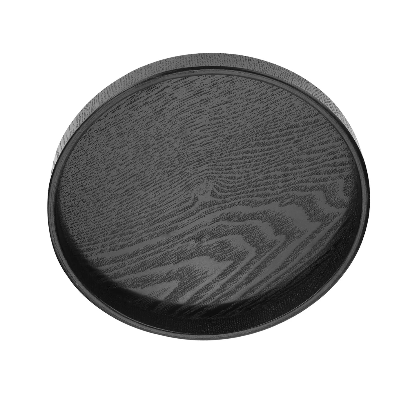 Round Shape Solid Wood Tea Coffee Snack Food Meals Serving Tray Plate Restaurant Trays 21cm Wood Round Black