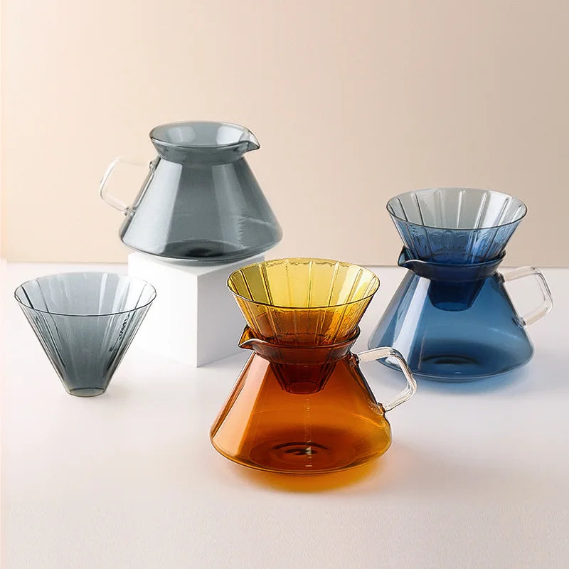 600ML V60 Coloured Glass Sharing Coffee Pour Over Pot