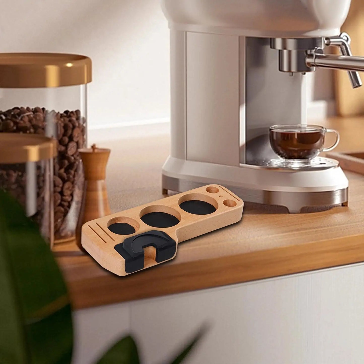 Wood Anti Slip Coffee Machine Tamping Station Portafilter Holder