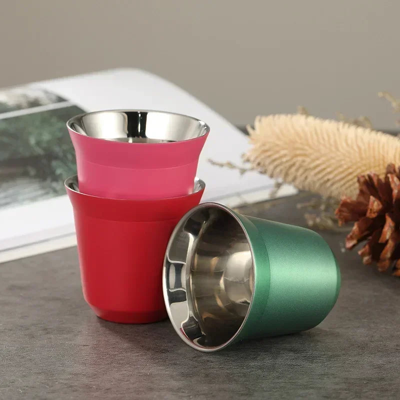 80mL Mini High Quality Stainless Steel Double-layer Heat-insulating Coffee Cups
